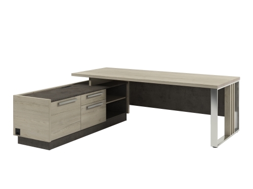 Стол для руководителя с опорной тумбой Z-422л.1000 (L) с блоком розеток Стол для руководителя с опорной тумбой Z-422л.1000 (L) с блоком розеток