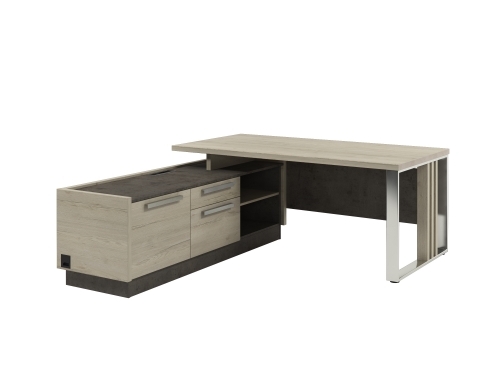 Стол для руководителя с опорной тумбой Z-418л.1000 (L) с блоком розеток Стол для руководителя с опорной тумбой Z-418л.1000 (L) с блоком розеток