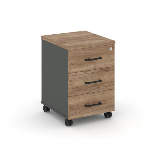 Style Project Тумба мобильная усил. колеса SN.TMU-002 Антрацит/Дуб Наварра/Черный Ручки 416*460*611 фото 17