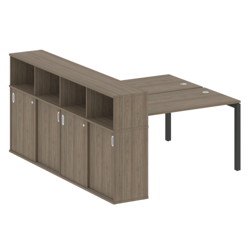 Бенч-система с шкафом-купе на П-обр. м/к Metal System Quattro 50БП.РС-СШК-4.3