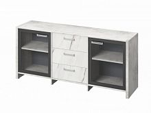 Тумба трехсекционная с 2 дверьми FB-13-02.G Хромикс белый/Мрамор Леванто белый