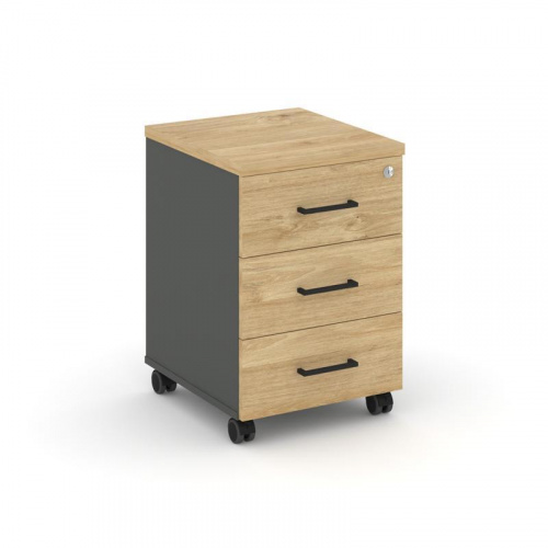 Style Project Тумба мобильная усил. колеса SN.TMU-002 Антрацит/Дуб Наварра/Черный Ручки 416*460*611 фото 12