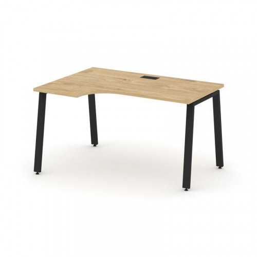 Style Project Стол рабочий эргоном. SN-6A.SPA-011(L) Тиквуд Светлый/Металл Белый 1380*700/980*750