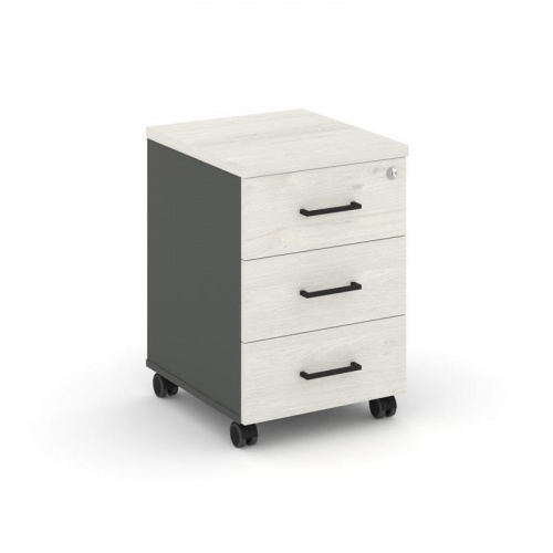 Style Project Тумба мобильная усил. колеса SN.TMU-002 Антрацит/Дуб Наварра/Черный Ручки 416*460*611 фото 19