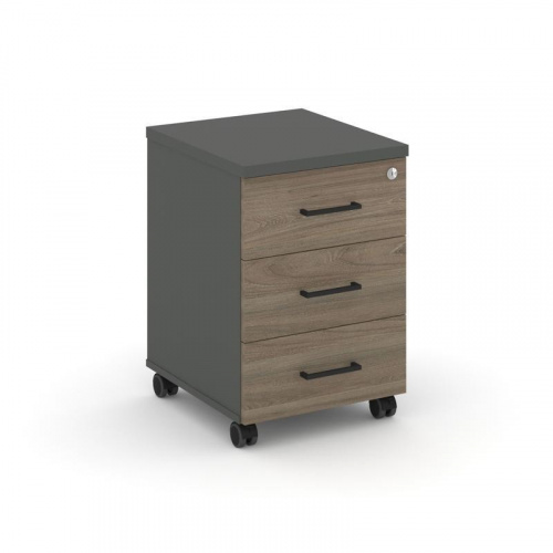 Style Project Тумба мобильная усил. колеса SN.TMU-002 Антрацит/Дуб Наварра/Черный Ручки 416*460*611 фото 11