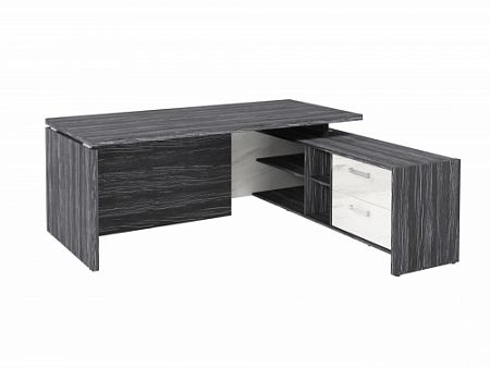 Стол с опорной тумбой FI-119R.GG Древесина Графит/Мрамор Леванто белый