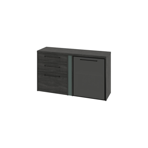 Тумба двухсекционная с дверью стеклянной в профиле и 3 ящиками Greenwood G-681.02R (R)